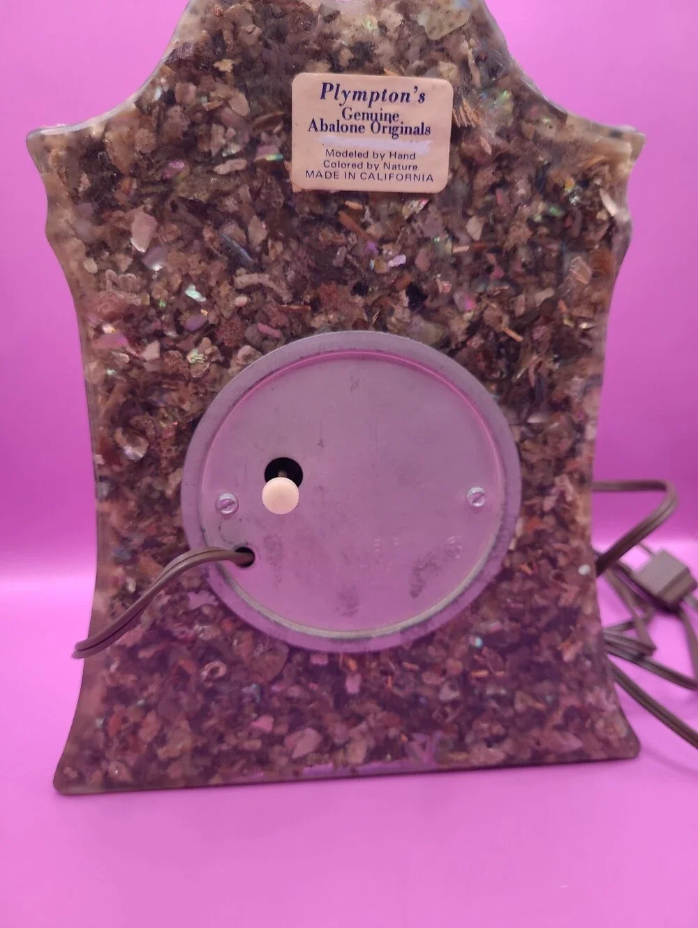 Vintage Plympton's Genuine 10”Abalone Shell Electric Mantle Clock NOT Working